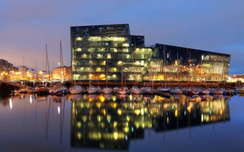 Harpa concert hall at night