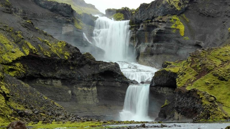 Ófærufoss waterfall in the highlands of Iceland
