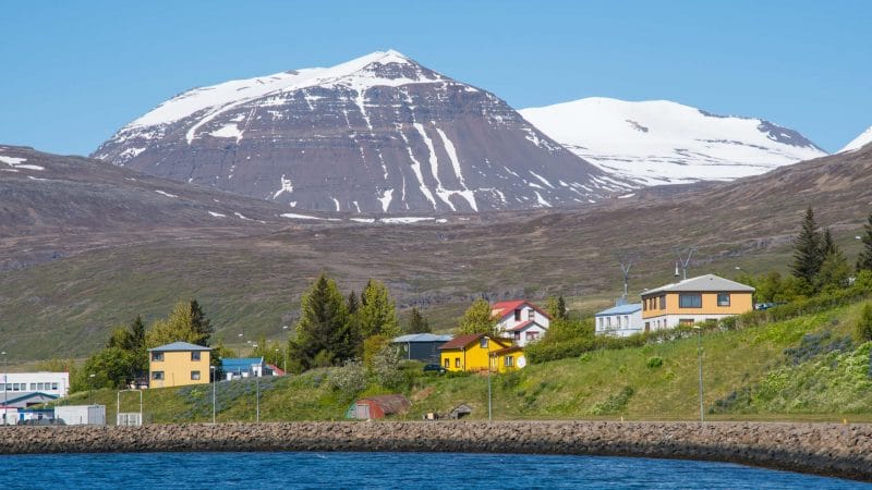 Reyðarfjörður village in Eastfjords of Iceland