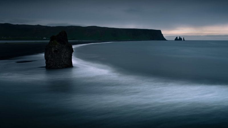 Reynisfjara Black Sand Beach Iceland - Reynisdrangar Basalt Columns at Sunset