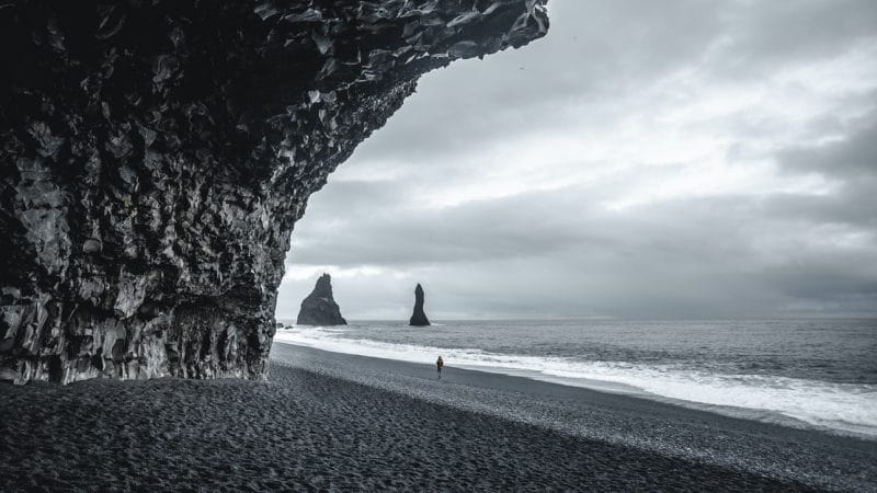 seen from the cave at Reynisfjara black sand beach