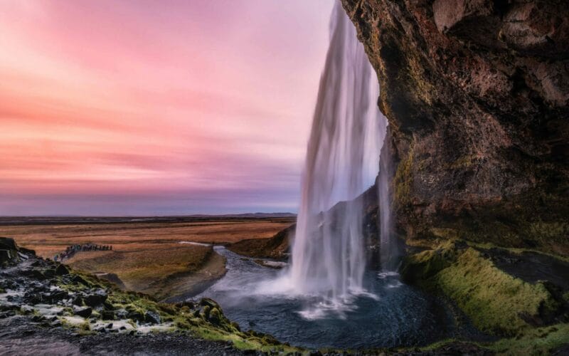 South Coast Iceland, south Iceland must see - Seljalandsfoss walk behind waterfall
