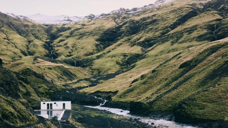 Seljavallalaug natural swimming pool in south Iceland