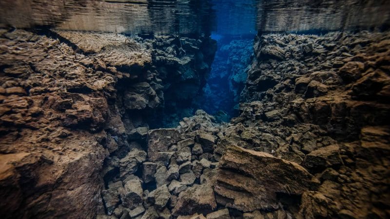 Silfra fissure in Þingvellir National Park, the rift between continents in Iceland north America and Europe