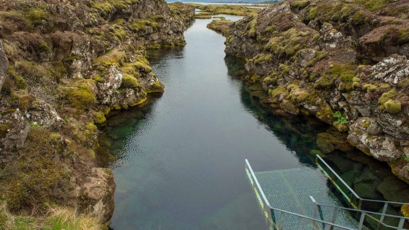 Silfra fissure in Þingvellir National Park, the rift between continents in Iceland north America and Europe