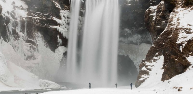 Winter and Snow at Skógafoss Waterfall - South Iceland Tours Booking