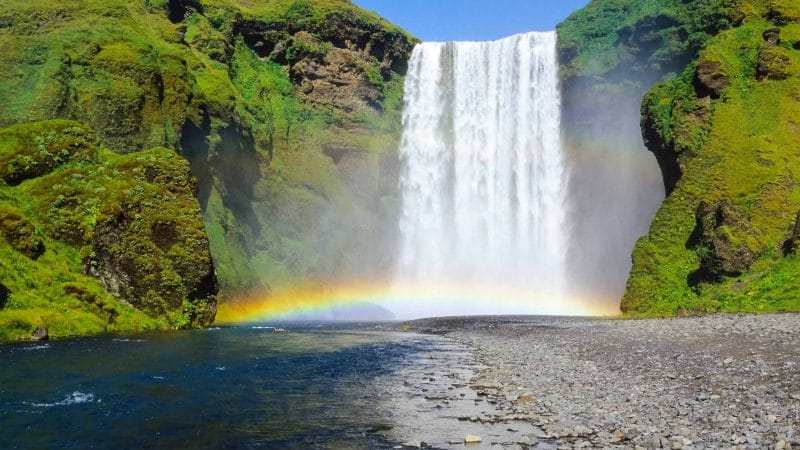 Rainbow at Skógafoss Waterfall - South Iceland Must See