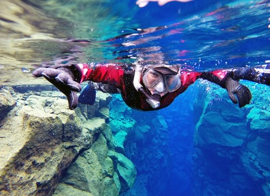 Snorkeling Silfra in Iceland, snorkel between the continents in Iceland