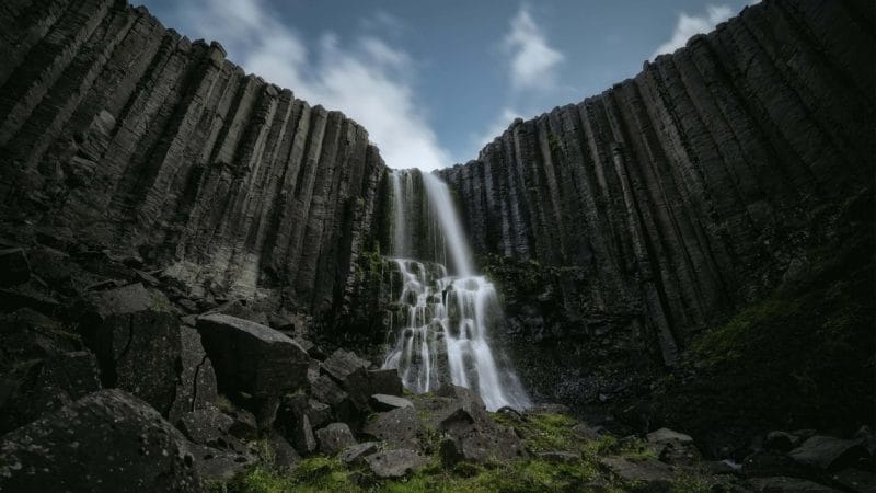 Stuðlafoss watefall in East Iceland, hidden gem in Iceland