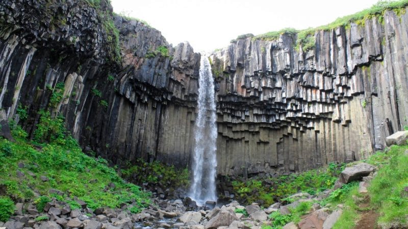 Svartifoss waterfall in Skaftafell Vatnajökull National Park in south Iceland