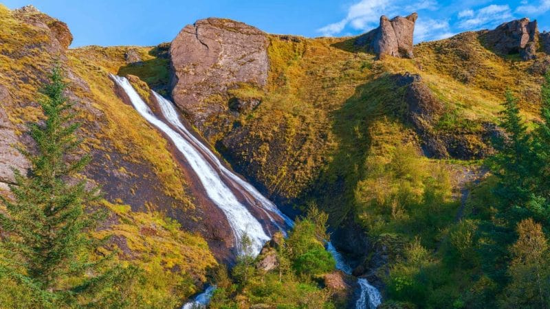 Systrafoss waterfall in Kirkjubæjarklaustur