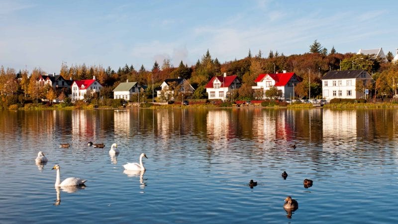Tjornin pond in downtown Reykjavik