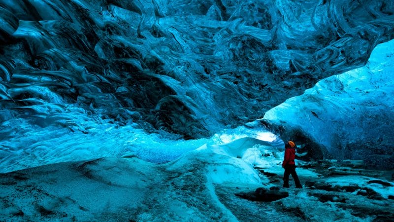 Vatnajokull National Park - natural blue ice cave in Vatnajokull glacier