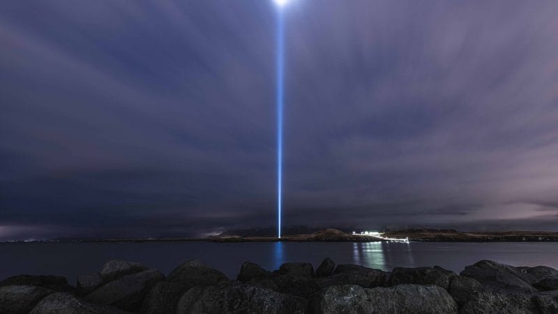 imagine peace tower in Viðey Island