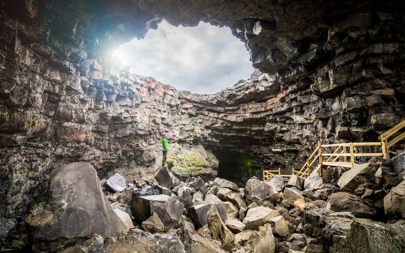 inside Víðgelmir lava cave in west Iceland