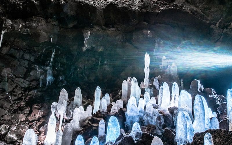 inside Víðgelmir lava cave in west Iceland