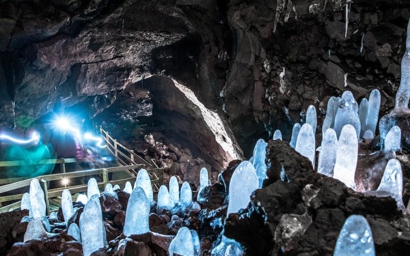 inside Víðgelmir lava cave in west Iceland