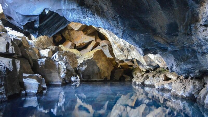 Iceland hot spring, Grjótagjá hot spring cave in north Iceland