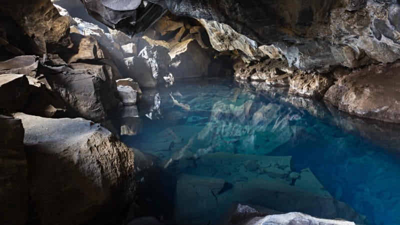 Iceland hot spring, Grjótagjá hot spring cave in north Iceland