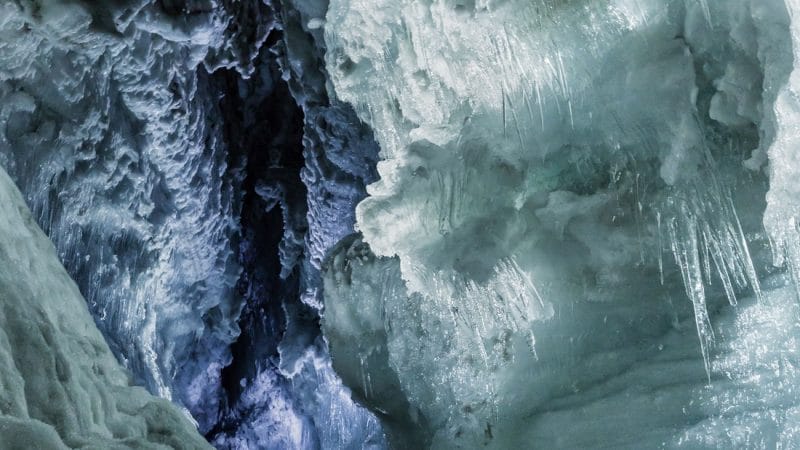 into the glacier ice cave in Langjokull