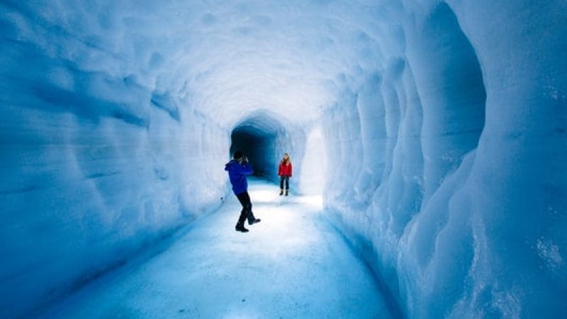 Iceland Glacier Tours, Ice Cave Tours, into the glacier ice cave in Langjokull