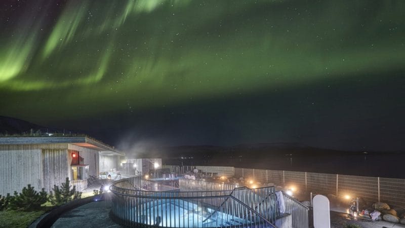 northern lights above Laugarvatn Fontana