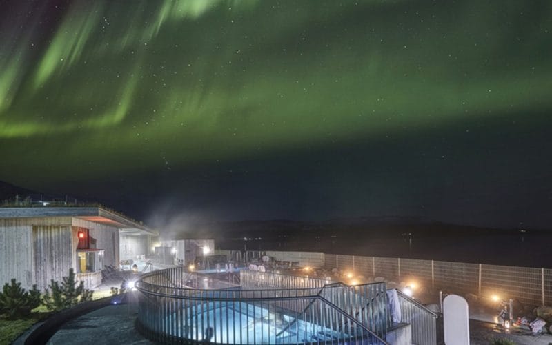 northern lights above Laugarvatn Fontana