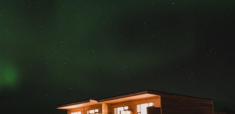 Northern Lights at the Black Beach Suites in south Iceland Vík, accommodation in Iceland