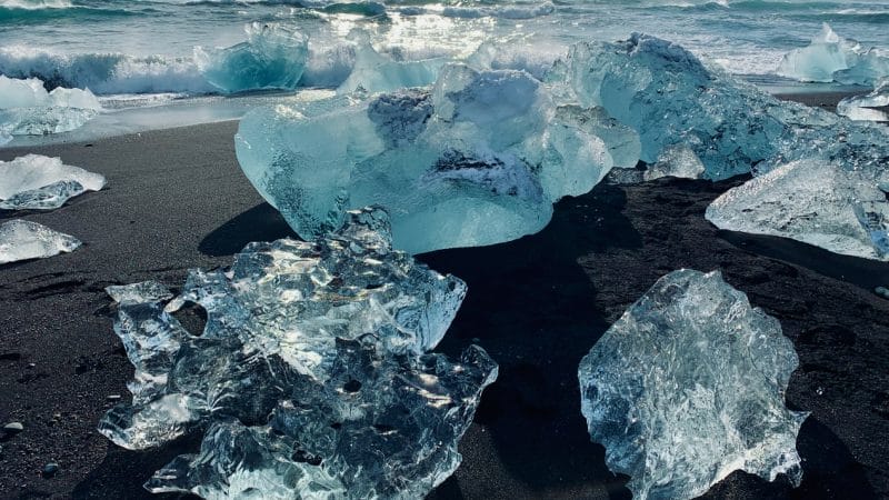 icebergs on the Diamond Beach in south Iceland