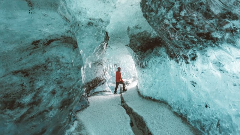 blue ice cave in iceland