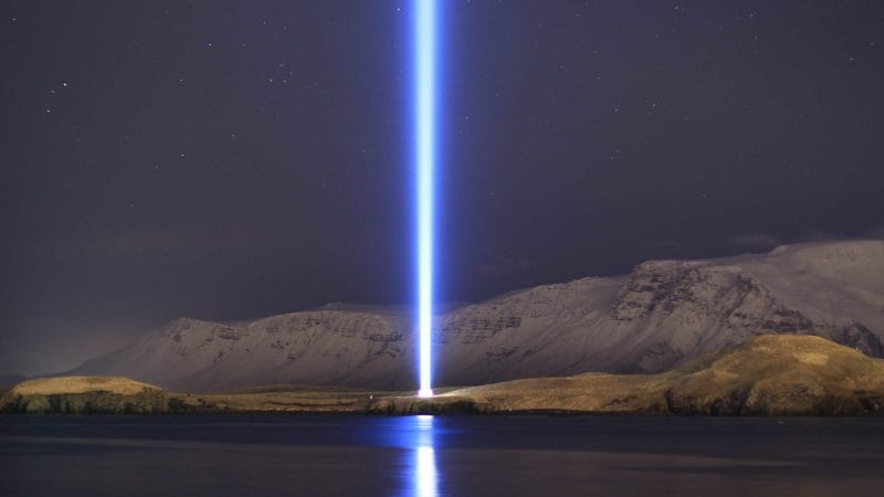 imagine peace tower in Viðey Island