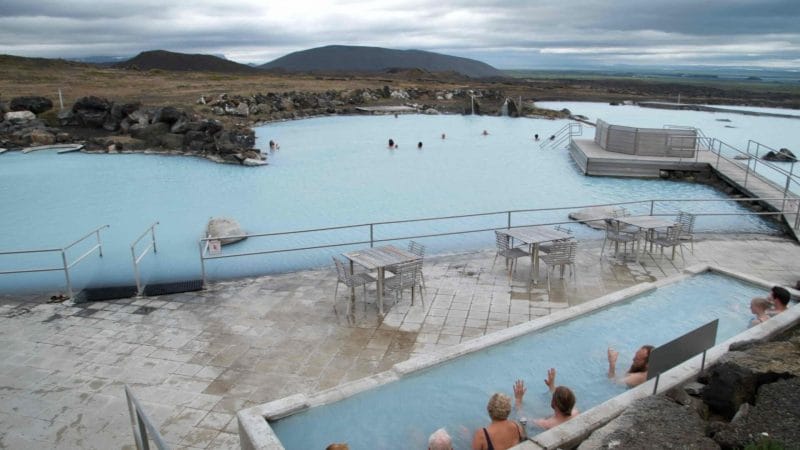 people relaxing in Myvatn Nature baths in north Iceland