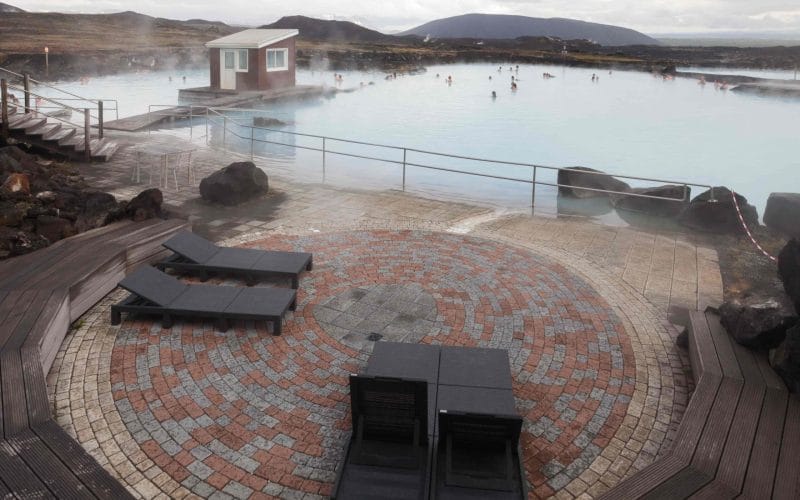 relaxation area at Myvatn Nature baths in north Iceland