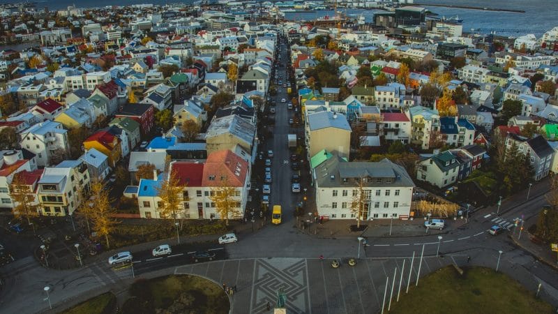 Downtown Reykjavik seen from Hallgrimskirkja church