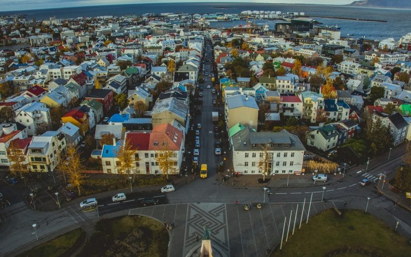 Downtown Reykjavik seen from Hallgrimskirkja church