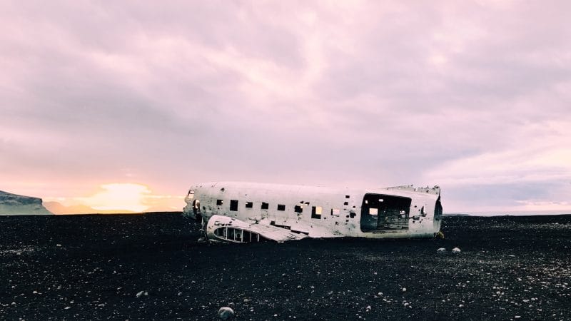 Solheimasandur plane wreck on Solheimasandur black sand beach in south Iceland