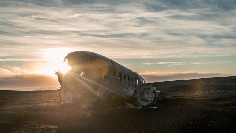 Solheimasandur plane wreck on Solheimasandur black sand beach in south Iceland