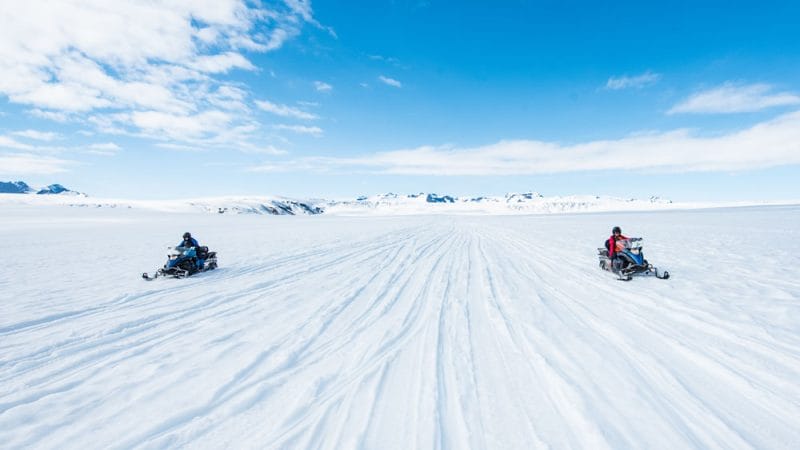 Iceland Snowmobile Tour, Snowmobile Iceland, Snowmobiling in Iceland, snowmobile on Vatnajokull the largest glacier in Europe