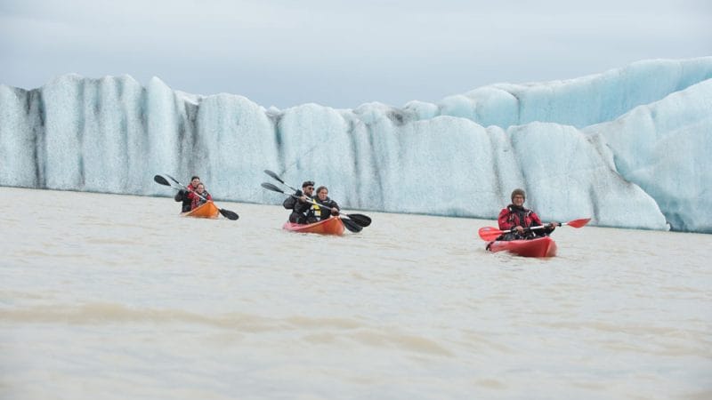 Glacier Kayaking Adventure at Heinabergslón glacier lagoon in south Iceland