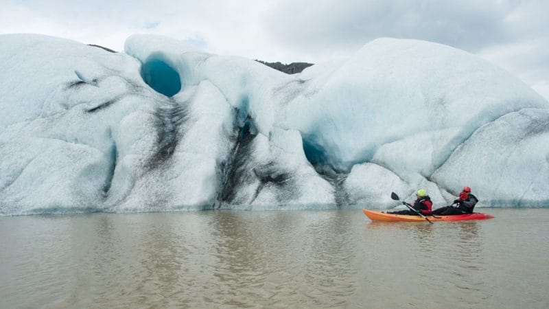 Glacier Kayaking Adventure at Heinabergslón glacier lagoon in south Iceland