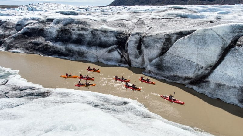 Glacier Kayaking Adventure at Heinabergslón glacier lagoon in south Iceland