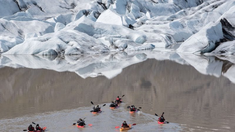 Glacier Kayaking Adventure at Heinabergslón glacier lagoon in south Iceland