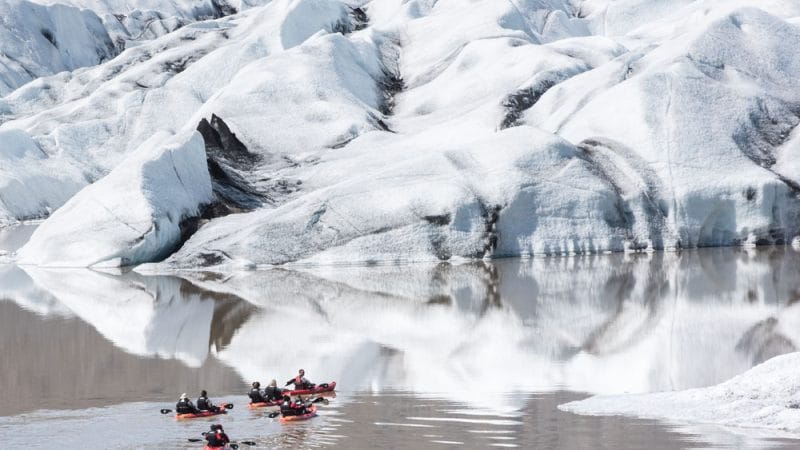 Glacier Kayaking Adventure at Heinabergslón glacier lagoon in south Iceland