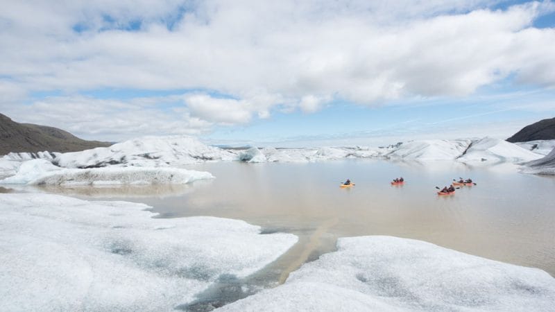 Glacier Kayaking Adventure at Heinabergslón glacier lagoon in south Iceland