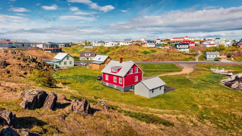 Stykkisholmur village in Snæfellsnes Peninsula, the village of color