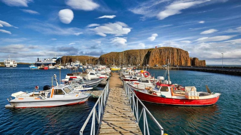 Stykkisholmur village in Snæfellsnes Peninsula, the village of color